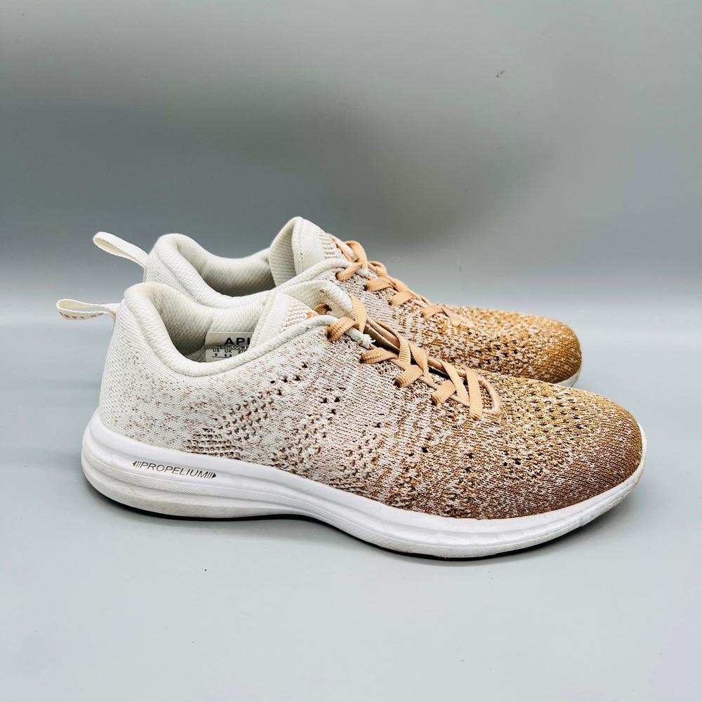 APL Shoes Women 9 Gold Cream TechLoom Pro Road Running Athletic Sneakers Comfort